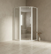 Normandy Pivot Door Diamond Shower Screen Semi Frameless 6MM GLASS 900mm×900mm