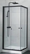 Square Semi Frameless Double Sliding Door Shower Screen Matt Black  Square Semi Frameless Double Sliding Door Shower Screen Matt Black