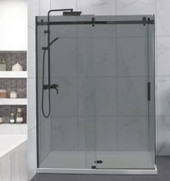 Frameless Sliding Door Grey Glass Wall to wall OR L shape