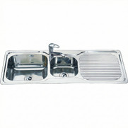 PROJECT Inset Kitchen Sink 1225mm - 1 & 3/4 Bowl with Draining Board