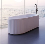 Ovalo-BW Fluted Oval Freestanding Bath Tub 1500mm/1700mm - Gloss White