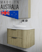 Wave Twin American Oak Fluted Corner TWIN 1200 mm Vanity - Optional Stone Bench Top - ALL DRAWERS