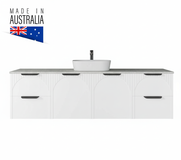 ARCPOLY Arch SATIN WHITE Wall Hung Vanity 1500 mm - Optional Stone Bench Top & Basin 