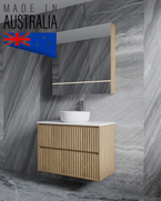 Meadow Oak Convex TALL Reeded Dowel 750 mm Floor Standing Vanity - Optional Stone Bench Top