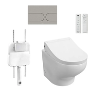 TOTO Hayon CW254PJT1WS Wall Faced Toilet with S5 TCF34220GAU WASHLET (D-Shape)with Inwall Cistern & Flush Plate