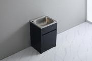 45Litres PVC Matt Black Laundry Tub Cabinet 597*495*890mm (304 Stainless Steel Sink + Cabinet) 