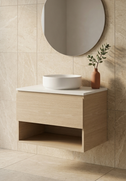 Infinity Short Wall Hung Vanity 750 mm, Open Shelf - Optional Stone Bench Top