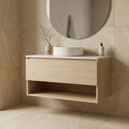 Infinity Short Wall Hung Vanity 610 - 890 mm, Open Shelf - Optional Stone Bench Top