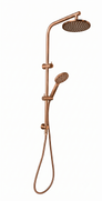 Brushed Bronze/Copper Round Twin Shower Combination - Lollypop No.2 - Back Inlet