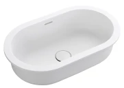 Bella Vista Doros Matt White Solid Surfurce Drop In or Undermount Basin with overflow 530x320x168mm