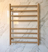 Brushed Copper / Bronze Heated Towel Rail & Ladder  - Round