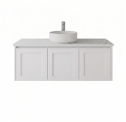 England Hampton White Shaker Wall Mount 1200 mm Vanity  - Optional Stone Bench