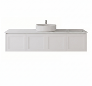 England Hampton White Shaker Wall Mount 1500 mm Vanity  - Optional Stone Bench