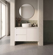 Wall to Wall Vanity 1020  mm to 1080 mm Evolution Tall - Satin White -  Optional Benchtop