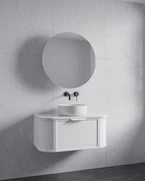 Satin White Seaford 1200mm Curved Wall-Hung Vanity | All-Drawer & Optional Stone Top