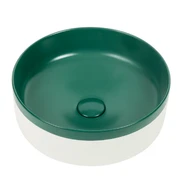 Round Above-Counter Basin Textured Exterior Finish with Matt Green , Interior Smooth Finish  