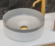 Round Above-Counter Basin Textured Exterior Finish with Matt Grey , Interior Smooth Finish  375x375x135mm 