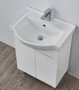 NDL600 Semi Recessed Basin Matt White Polyurethane Cabinet