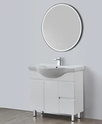NDL900 Semi Recessed Basin Matt White Polyurethane Cabinet