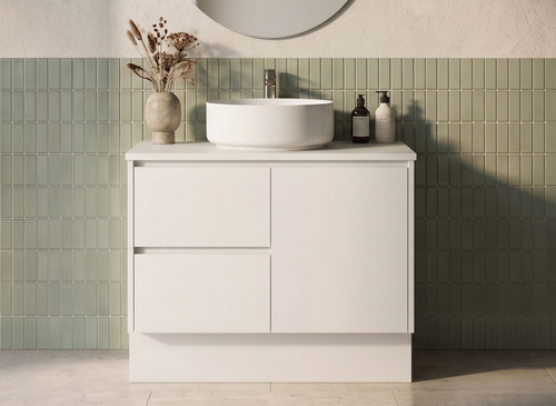 Evolution Tall Vanity 900 mm - Satin White White Polyurethane -  Optional Stone Benchtop