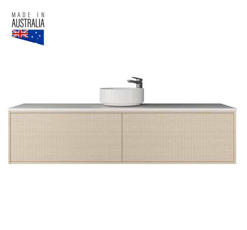 Byron 1800 mm Fluted Wall Hung Vanity & Stone Bench Top - ALL DRAWER