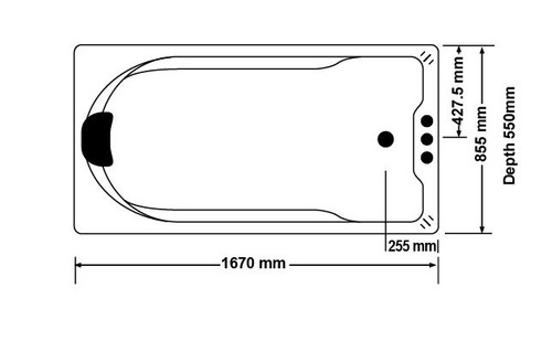 BWA Montillo Spa Bath with Pump - 1670mm