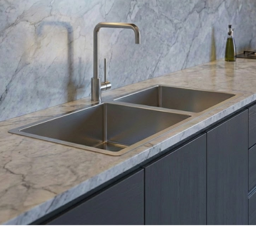 SUPER DEEP Cube Square Double 340 Sink with Round Corner