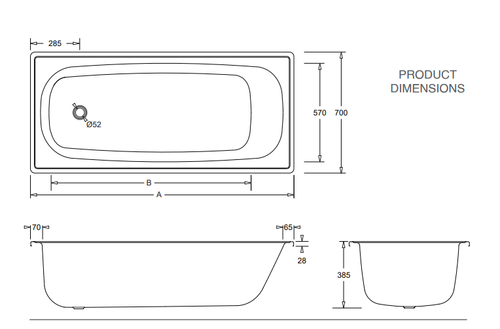 METAL STEEL ENAMEL BATHS 1500 OR  1700