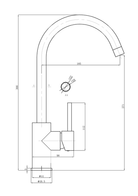 Lollypop Large Gooseneck Basin, Kitchen & Laundry Sink Mixer Tap
