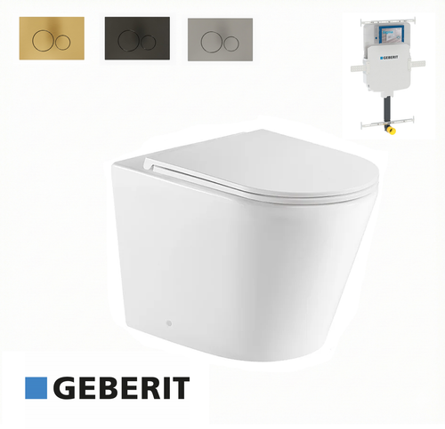 Zara 99 Wall Faced Pan With Geberit Inwall Sigma 8 Cistern - Rimless