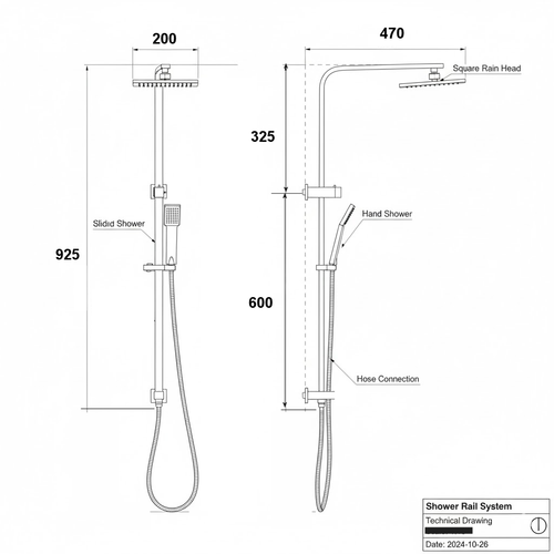 Brushed Nickel Square Twin Shower Combination Back Inlet