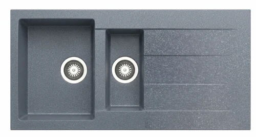 Dark Grey Granite Kitchen Sink - Under Mount & Drop In - One & Half Bowl With Drainer Made In Europe