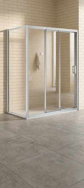 Normandy Semi Frameless Sliding Three Piece Shower Screen With Return L Shape