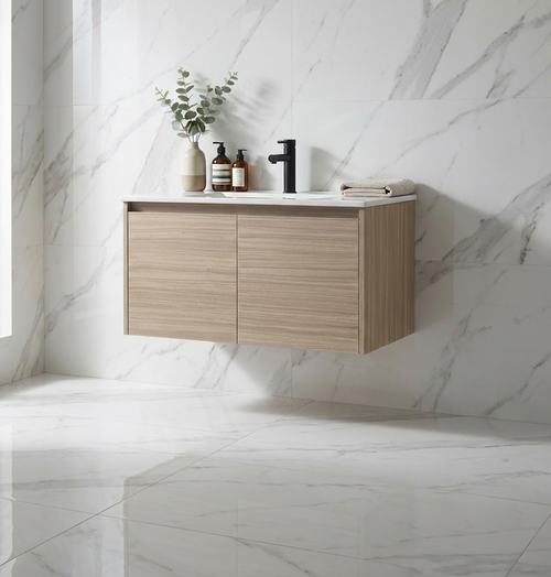 Infinity NARROW Premium Wall Hung Vanity CERAMIC TOP- Size: 600 750 & 900mm  [Narrow Depth Short Height]