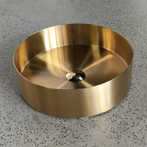 Above Counter Stainless Steel Basin - Brushed Gold