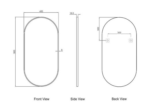 OTTI Noosa 900x450 Frame Mirror Matt Black | Brushed Gold