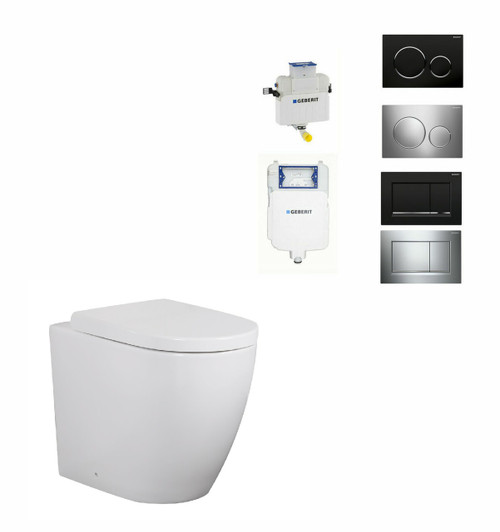 Seval Flat Rimless Wall Faced Pan with Geberit In Wall Cistern Sigma 8 Kappa - K107N Seval Flat Rimless Wall Faced Pan with Geberit In Wall Cistern Sigma 8 Kappa - K107N