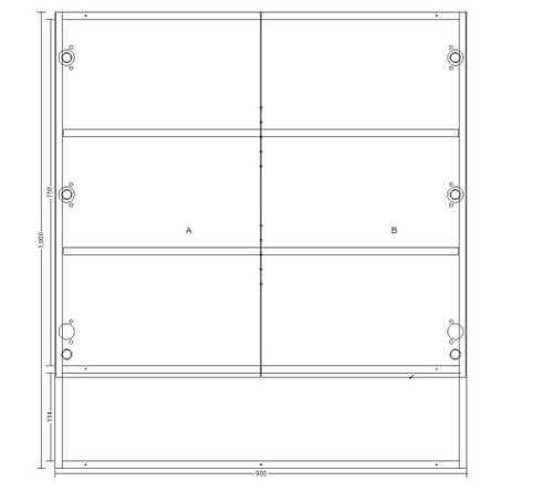Custom Color 800 Height Mirror Door Storage /  Shaving Cabinet With Open Shelf