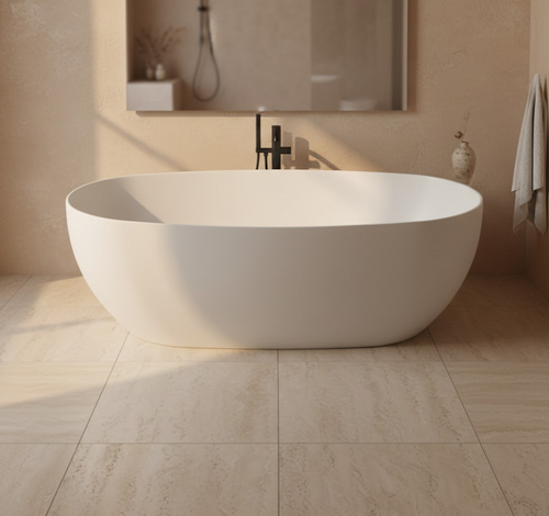 Calpe Egg Shape Oval Freestanding Bath - Gloss White or Matte White