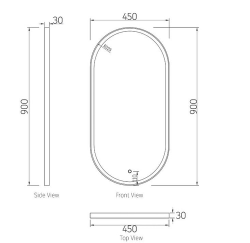 LED Noosa 900x450 Frame Mirror Matt Black | Brushed Gold