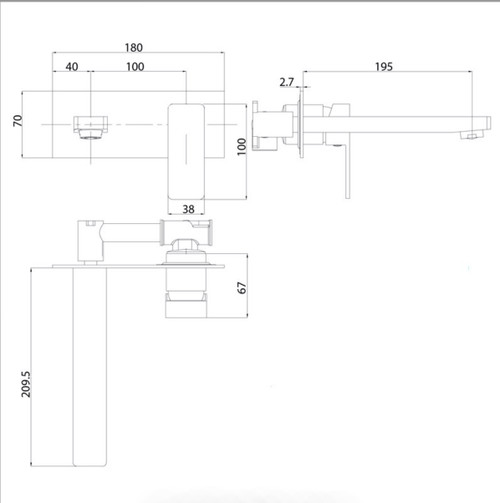 Ikon Ceram Wall Basin Mixer and Spout Combination  - Chrome 