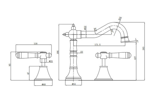 Clasico Basin Mixer Set  Ceramic Handle Chrome , Matt Black, Brushed Nickel , Brushed Gold