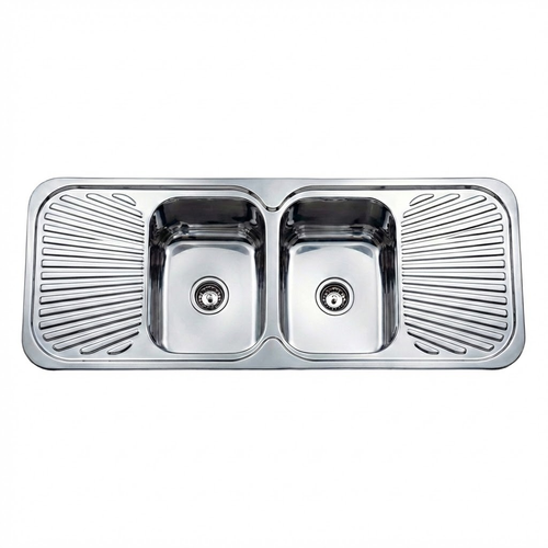 PROJECT Inset Kitchen Sink 1380mm - Double Bowl with Double Draining Board