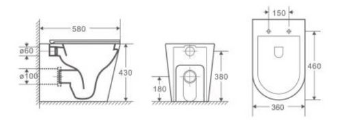 Jessen Quiet Swirl Flush Wall Faced Pan with R&T Inwall Cistern (Rimless + Tornado)