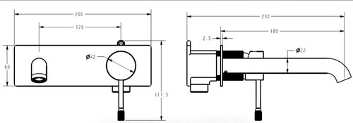 IKON Linie Fluted Brushed Gold Wall Basin Mixer with Spout