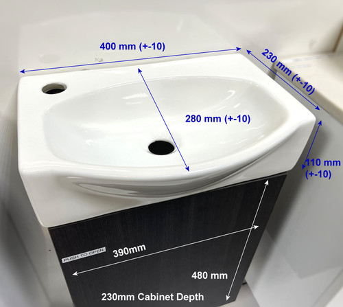 Leo Compact Ensuite vanity - 400mm Push to Open Door Wall Hung