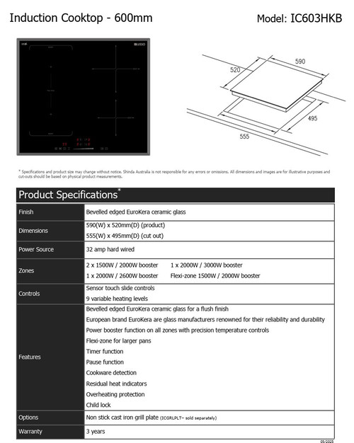 Dilusso Induction cooktop -600mm with Flexi Zone 