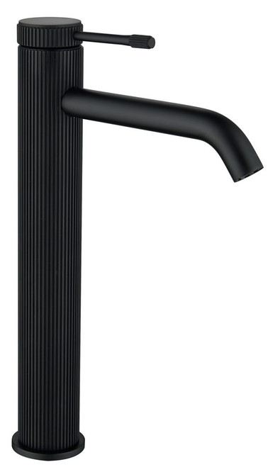 Mica Fluted Stainless steel Tall Basin Mixer Curved Spout - Matt Black, Brushed Nickel, Gun Metal Grey and French Gold 