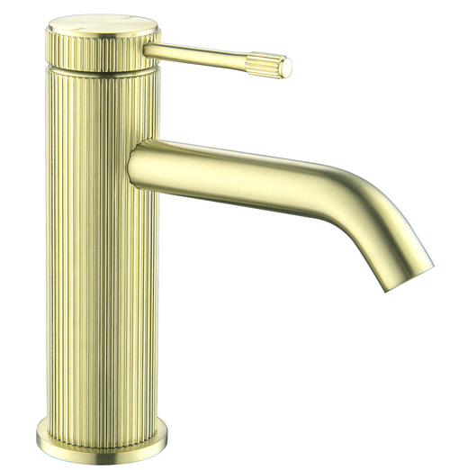  Mica Fluted Stainless steel Basin Mixer Curved Spout - Matt Black, Brushed Nickel, Gun Metal Grey and French Gold 