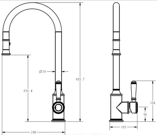 Clasico Pull-out Sink Mixer White Ceramic Handle in Brushed Gold 